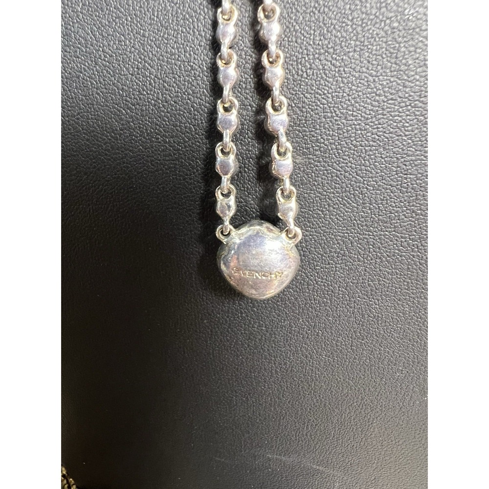 Givenchy Silver Tone Crystal Necklace Y Drop - Picture 4 of 6